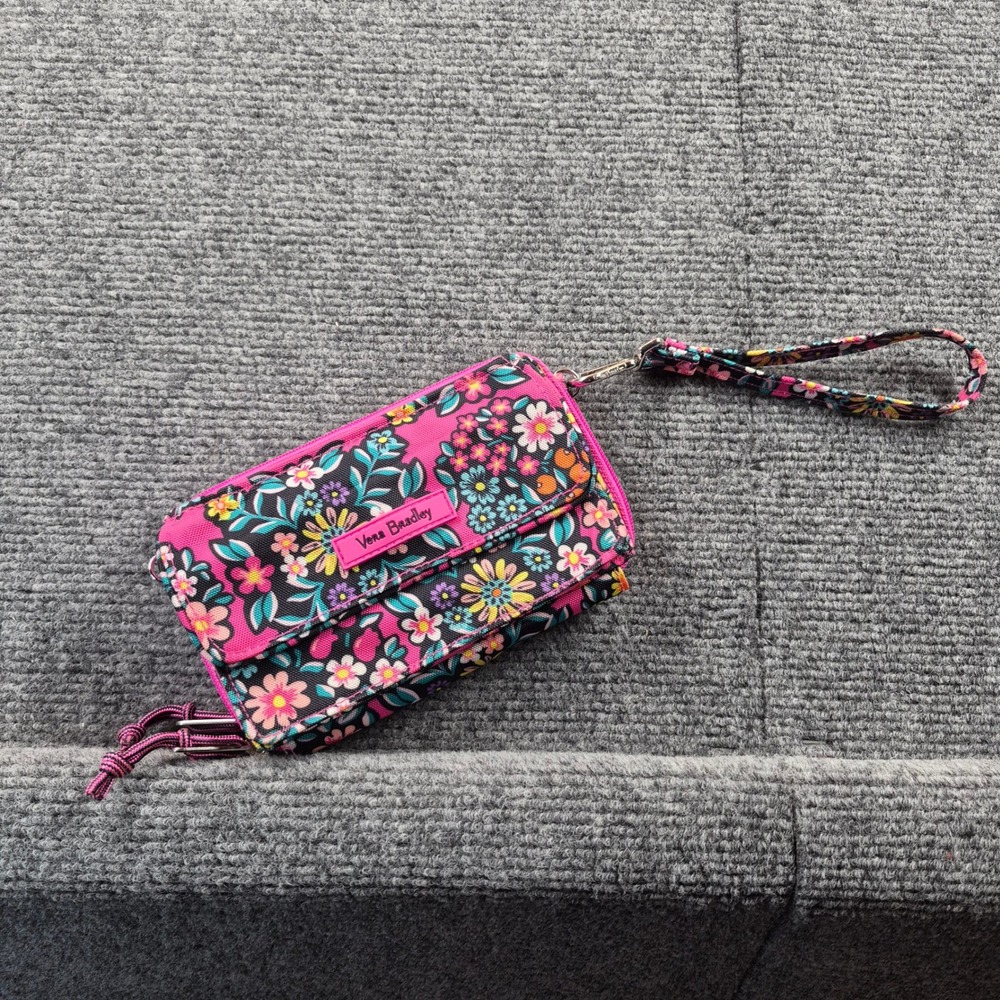 Vera Bradley All in One Crossbody Wristlet Pink Floral Wallet Bag